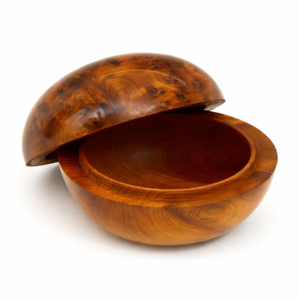 Marokkanische Schale aus Thuya-Holz mit Deckel