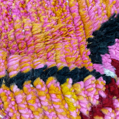 Colorful Moroccan Berber Wool Rug – Hand-Knotted Boho Area Rug with Tassels