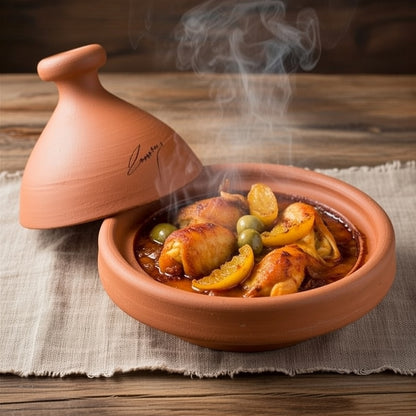 Handgedrehte marokkanische Tajine, Natur, für 3-4 Personen, Durchmesser 30 cm