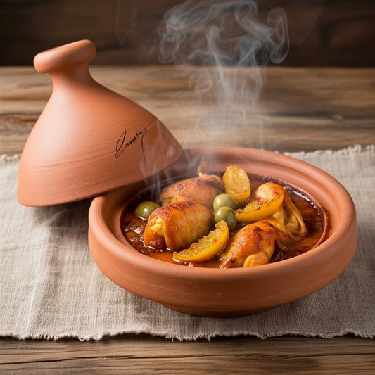 Handgedrehte marokkanische Tajine, Natur, für 3-4 Personen, Durchmesser 30 cm